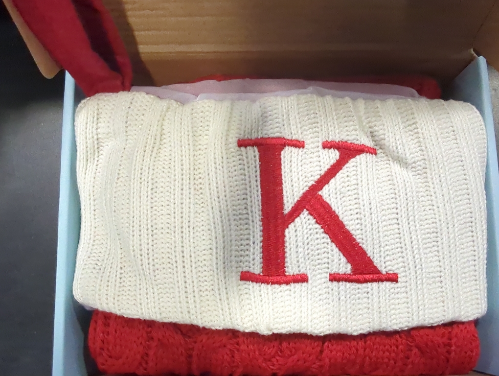 Christmas Stockings with Initials, Knit Embroidered Letter Green White Christmas Stocking,Monogram Christmas Stocking for Famliy Holiday and Xmas Tree Fireplace (Letter K)