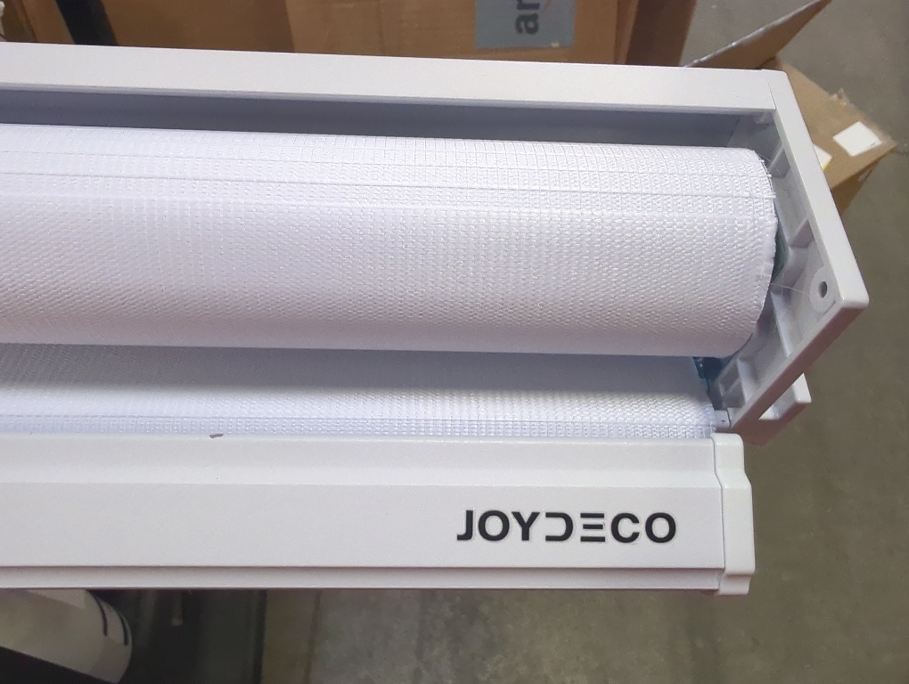 Joydeco Blackout Cordless Roller Shade White Fabric Mini Blinds & Shades for Windows 28 Inch Wide Home Darkening(28x 75)