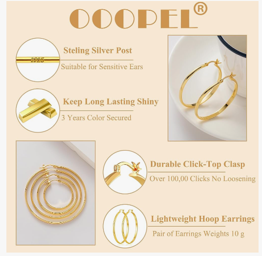 Ooopel new York gold hoop earrings
