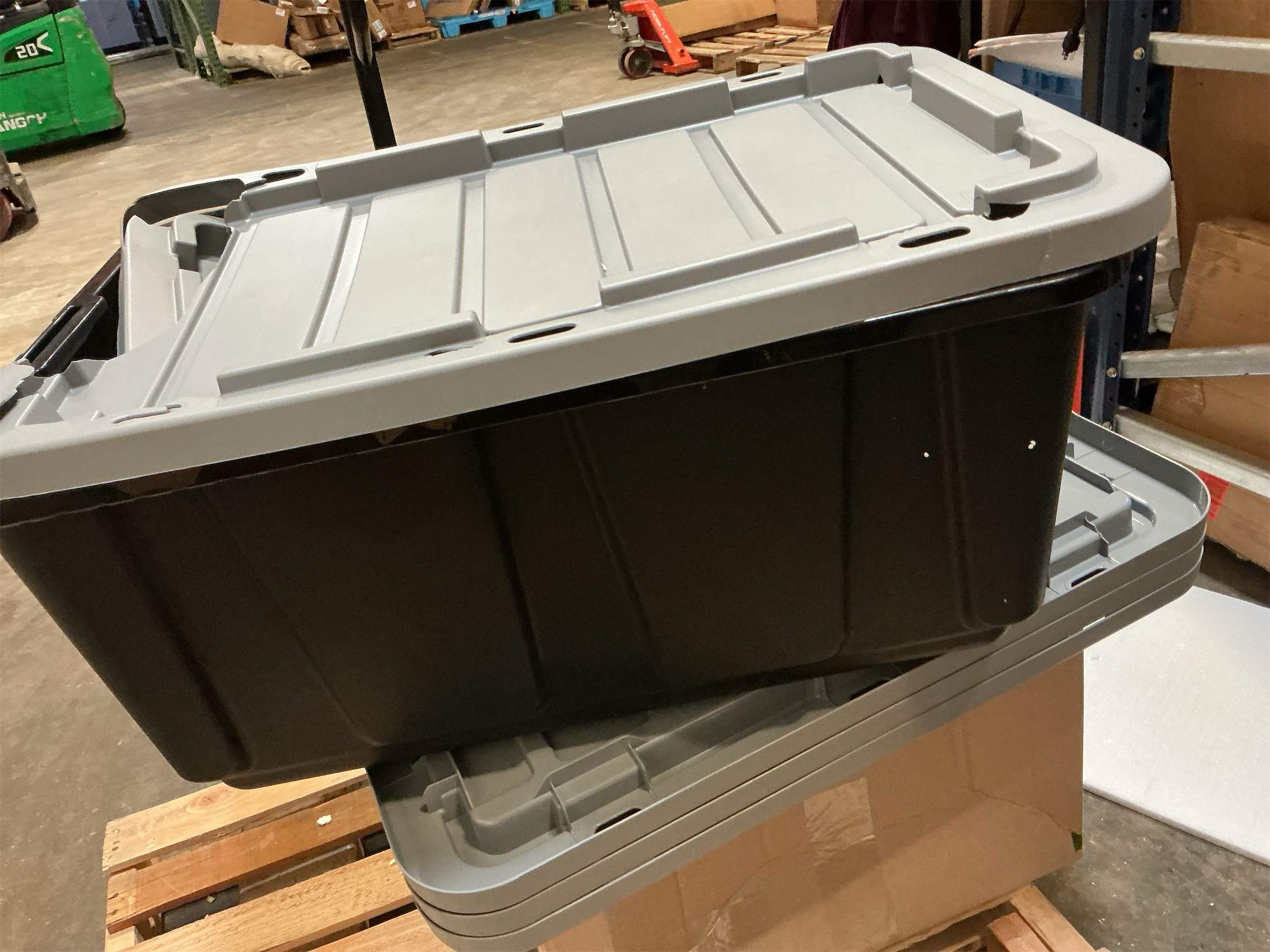 IRIS USA 3-Pack 27 Gallon Storage Bins with Lids |Made in USA| Heavy Duty Plastic Tote Containers for Truckbed Tool Box Organization, Large - Gray