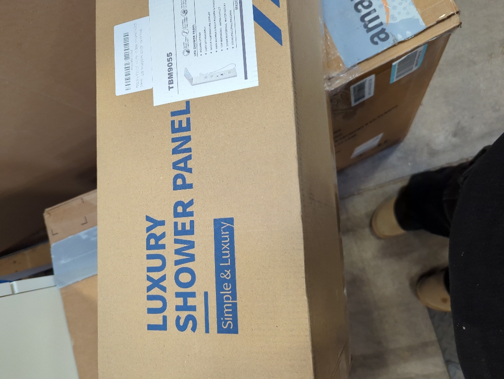 Multi-Function LED Lights Shower Panel System Black, 5 in 1 Shower Panel Include Rainfall & Waterfall Shower Head, 3 Pcs Adjustable Massage Jets, Handheld Shower, Tub Spout