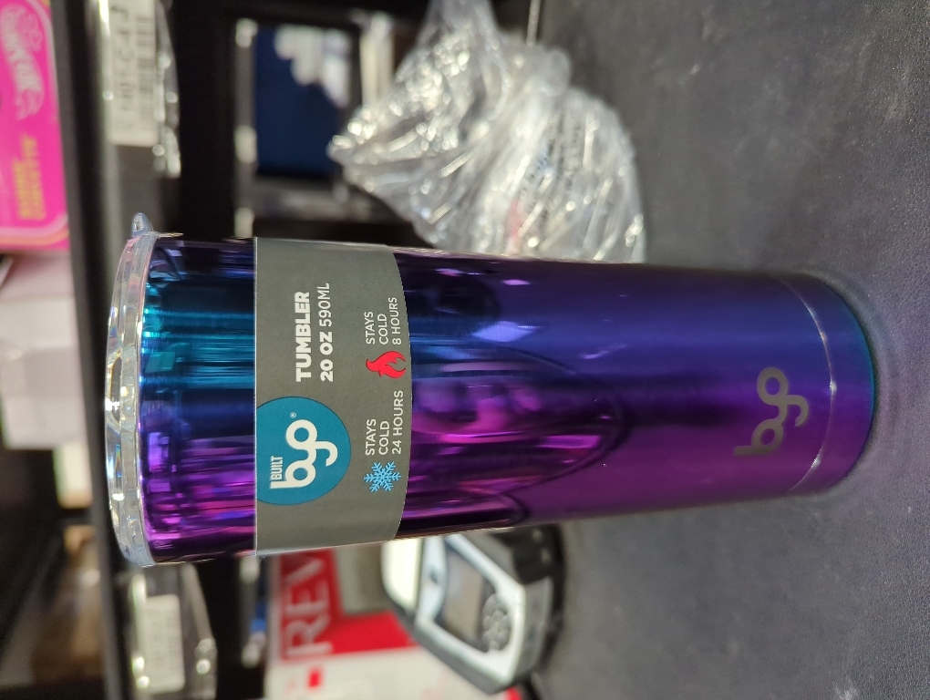 BYO by BUILT 20 Ounce Double Wall Stainless Steel Tumbler Iridescent Blue 5237923 ( 2 pack)
