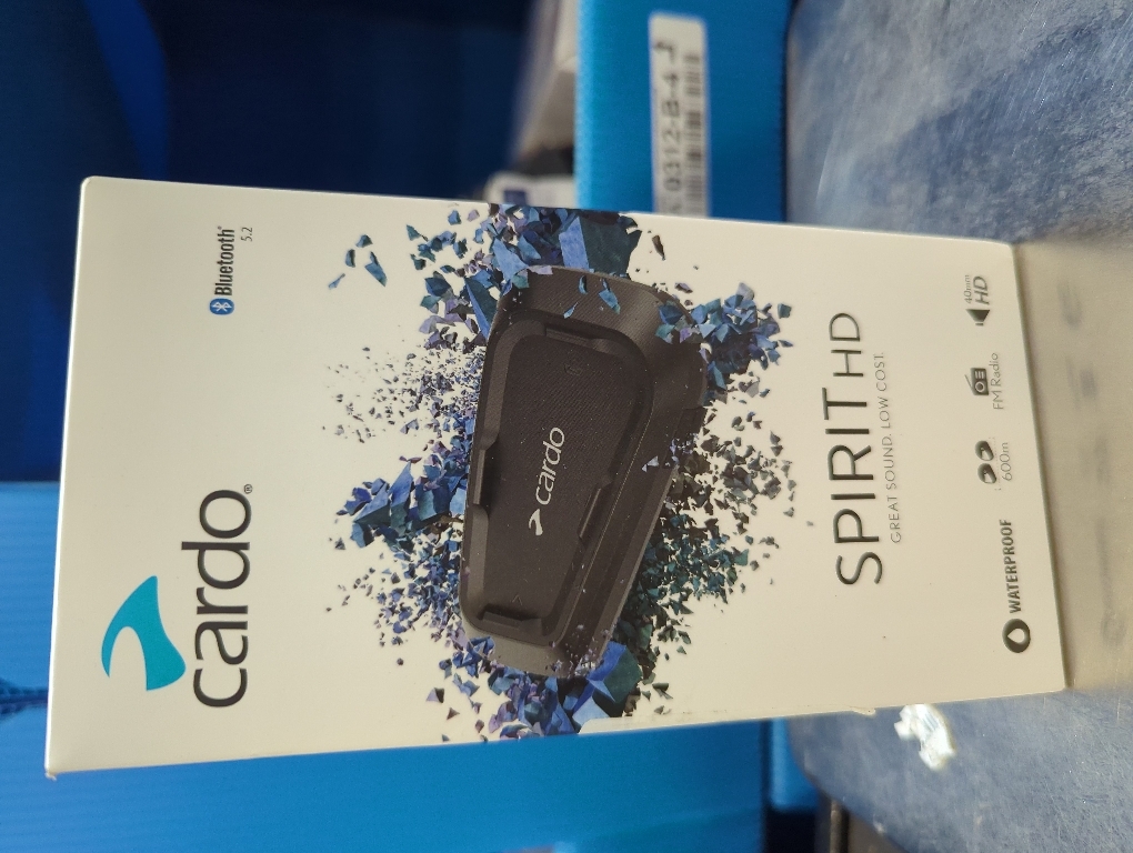 Cardo Systems Spirit Motorcycle Bluetooth Communication Headset, 2-Way Bluetooth, Thin 32mm Speakers, Waterproof, Universal Connectivity - Single Pack