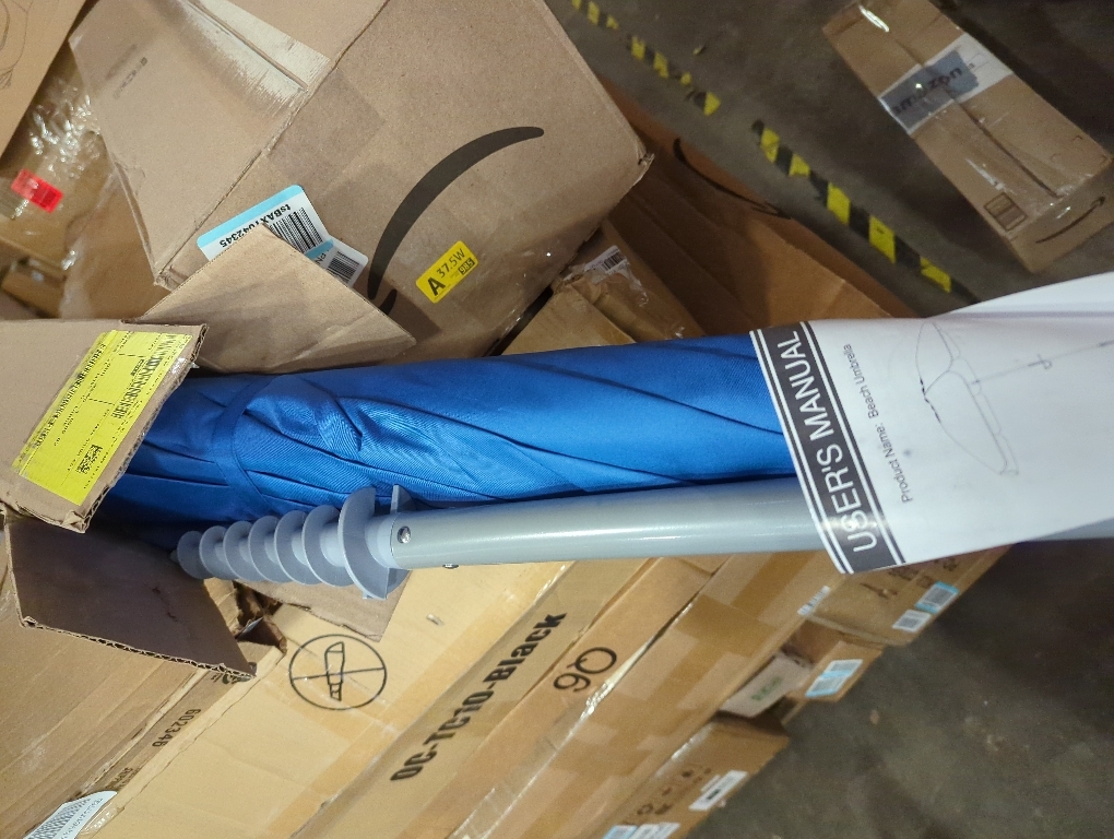 Tempera Heavy Duty High Wind Beach Umbrella with Sand Anchor & Carry Bag|Patio Outdoor Umbrella with Aluminum Frame and Push Button Tilt, Ideal for Travel Garden Lawn, UPF 60 ,Blue