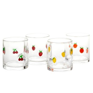 4 pack of fruit design glasses CHERRY GLASS IS MISSING 14oz