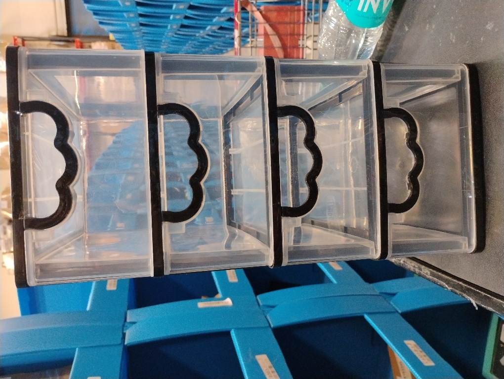 Desktop Organizer with 4 Drawers, Clear Plastic Storage Drawer Unit, Small Desk Organizer Storage Box, Durable Storage Bin Container Case for Countertop Stationery Pens Makeup Office Supplies