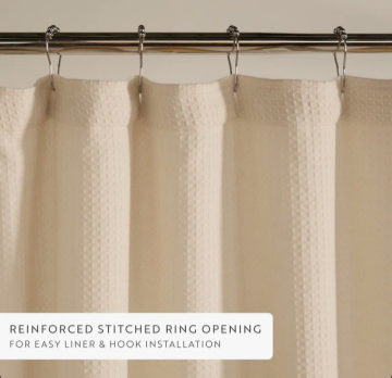 Waffle Textured Cotton Blend Shower Curtain (ivory)