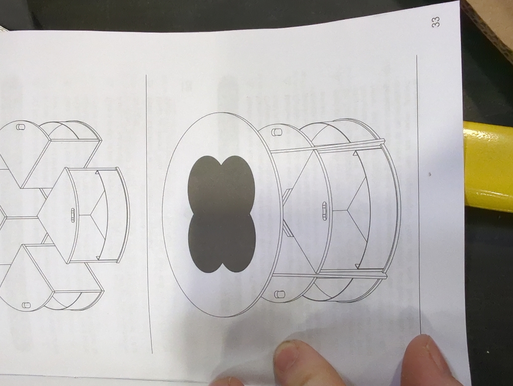 Size Large Color White round table with black flower print on top