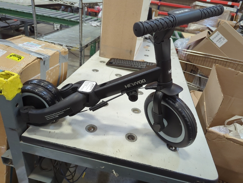 newyoo Toddler Bike, Tricycle w Push Handle for 1-3 Year Old, Birthday Gifts and Toys for Boy's and Girl's Birthday, Convertible 5 in 1 Baby Balance Bike, Kids Outdoor Riding Toys, Black, TR007