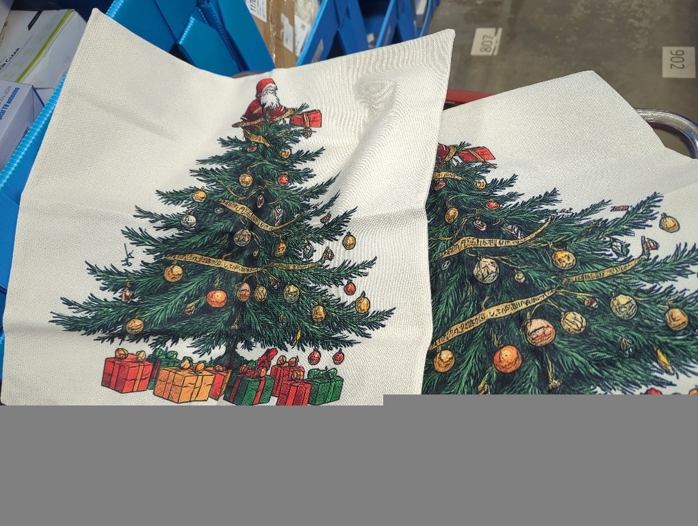 Merry Christmas Pillow Covers 18x18 Inch Santa Pine Tree Golden Balloons Throw Pillows For Couch Soft Durable Cushion Covers Winter Holiday Farmhouse Pillow Cases for Bed Sofa Decor Set of 2