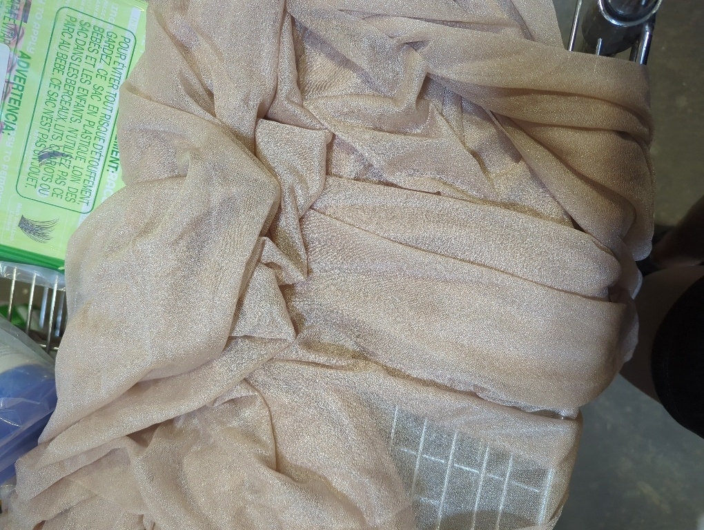 57 inch Nude/Gold Foil Power Mesh Fabric by The Yard (90% Nylon 10% Spandex)