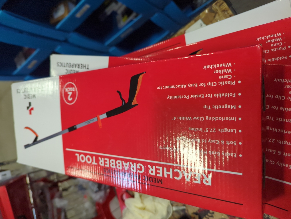 Medic Therapeutics 2-Pack Extra Long Reacher Grab Tool W/ Magnetic Ti. Lightweight with a Strong Grip and Easy Attachment to Canes  Walkers  and Wheel