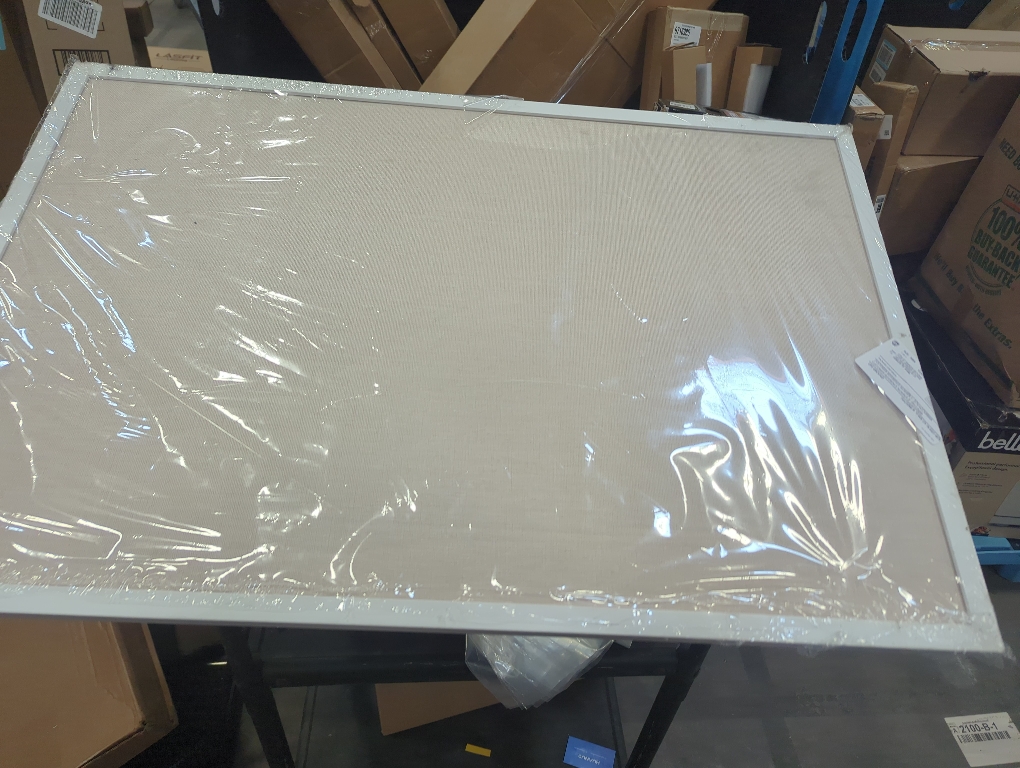 Size  24'' x 36'' Linen Bulletin Board, White Framed Corkboard, White Oak Frame Linen Cork Board, Vision Board and Decorative Hanging Pin Board