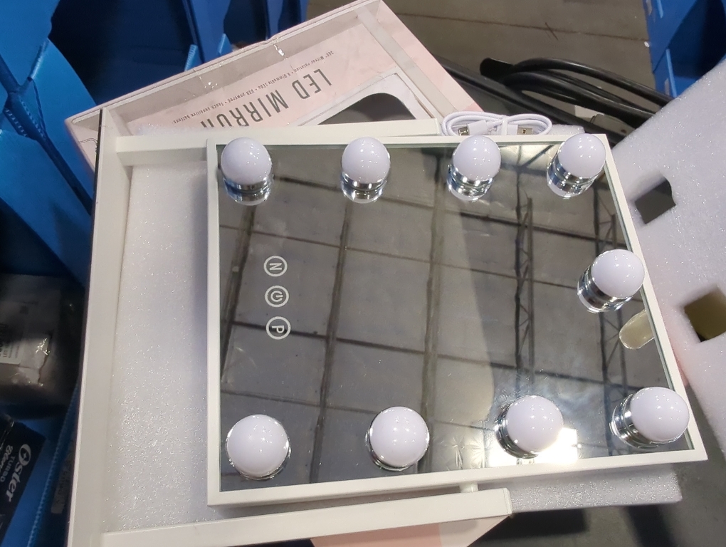 Vanity Mirror with Lights,Lighted Vanity Mirror with 9 Dimmable Bulbs for Dressing Room & Bedroom,3 Color Lighting,Modes Detachable 10x Magnification 360°Ratation(White)