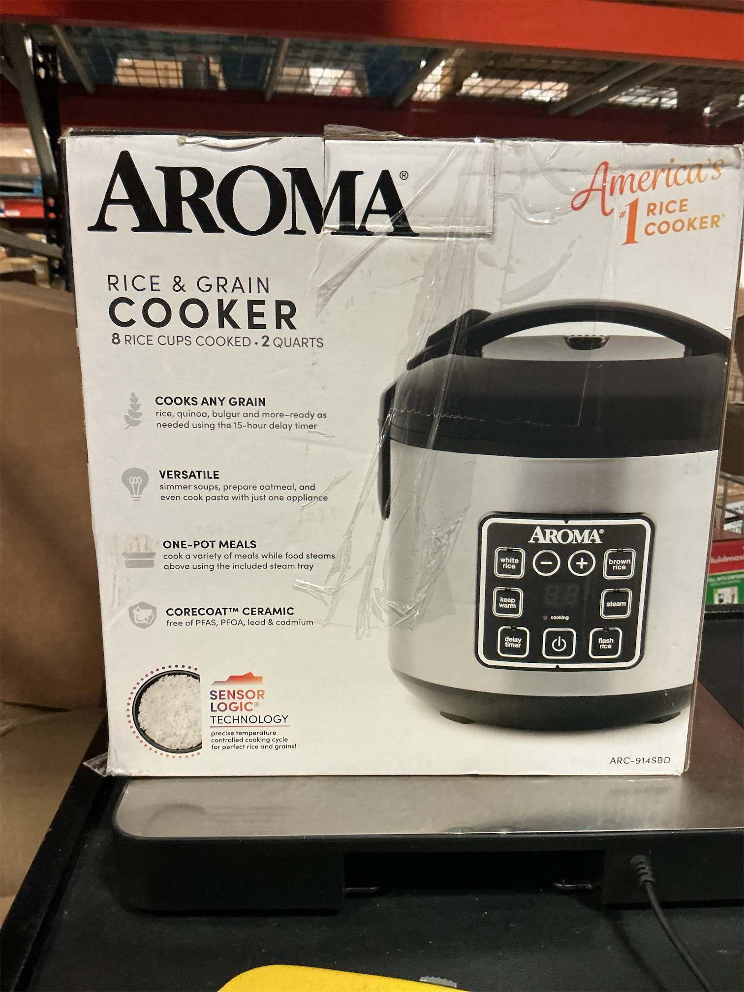 AROMA Digital Rice Cooker, 4-Cup (Uncooked) / 8-Cup (Cooked), Steamer, Grain Cooker, Multicooker, 2 Qt, Stainless Steel Exterior, ARC-914SBD
