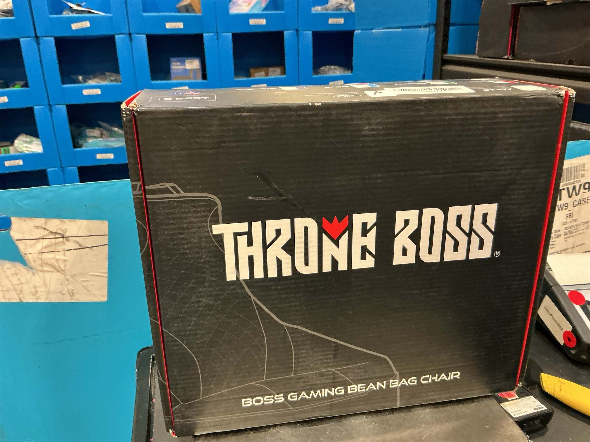 Throne Boss Gaming Bean Bag Chair for Kids with High Back – Floor Gaming Chair, Easy to Clean Oxford 420D Fabric, Large Side Pockets, Headphone Hanger – Cover ONLY Add 200 Liters Beans (Red)