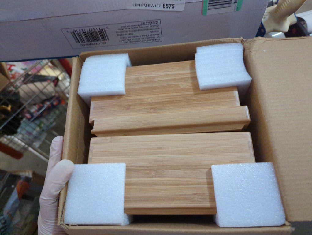 Stackable Bamboo Drawer Organizer Set – 2 Boxes with 1 Lid | Wood-Laminated Trays for Kitchen Utensils, Silverware & Flatware – Storage Fits Cabinets, Pantry, Bathroom & Office | 10.2x7.3 (2-Pack)