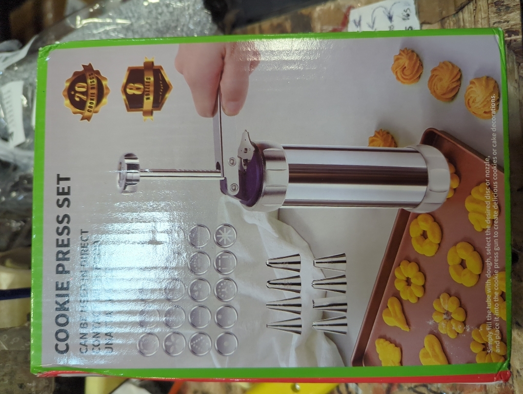 Upgraded Cookie Press Gun, Stainless Steel Spritz Cookies Press Kit With 20 Discs 4 Tips, Food-Grade Baking Machine for DIY Christmas Cookies Maker, Cake Decorating And Holiday Parties