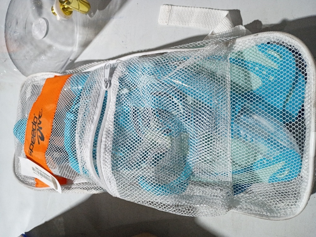 Speedo dive Kids Snorkel Mask Set, Turquoise, Snorkeling Gear for Kids Includes Piper Kids Mask, Cortes Kids Dry Snorkel, Bay Kids Fins and Mesh Bag, Snorkeling Mask for Panoramic View
