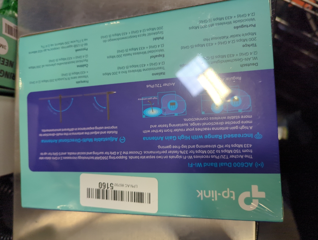 Black TP LINK AC600 High Gain Wireless Dual Band USB Adapter