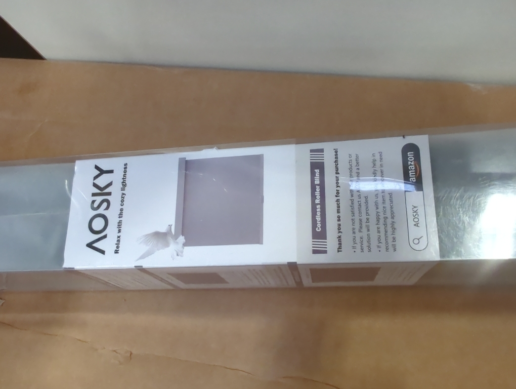 AOSKY Blackout Roller Shades Cordless Blinds for Windows, Free-Stop Shades with Valance, Thermal Insulated Fabric, UV Protection, Natural Woven Blinds for Home and Office (28 W x 72 H, Grey)