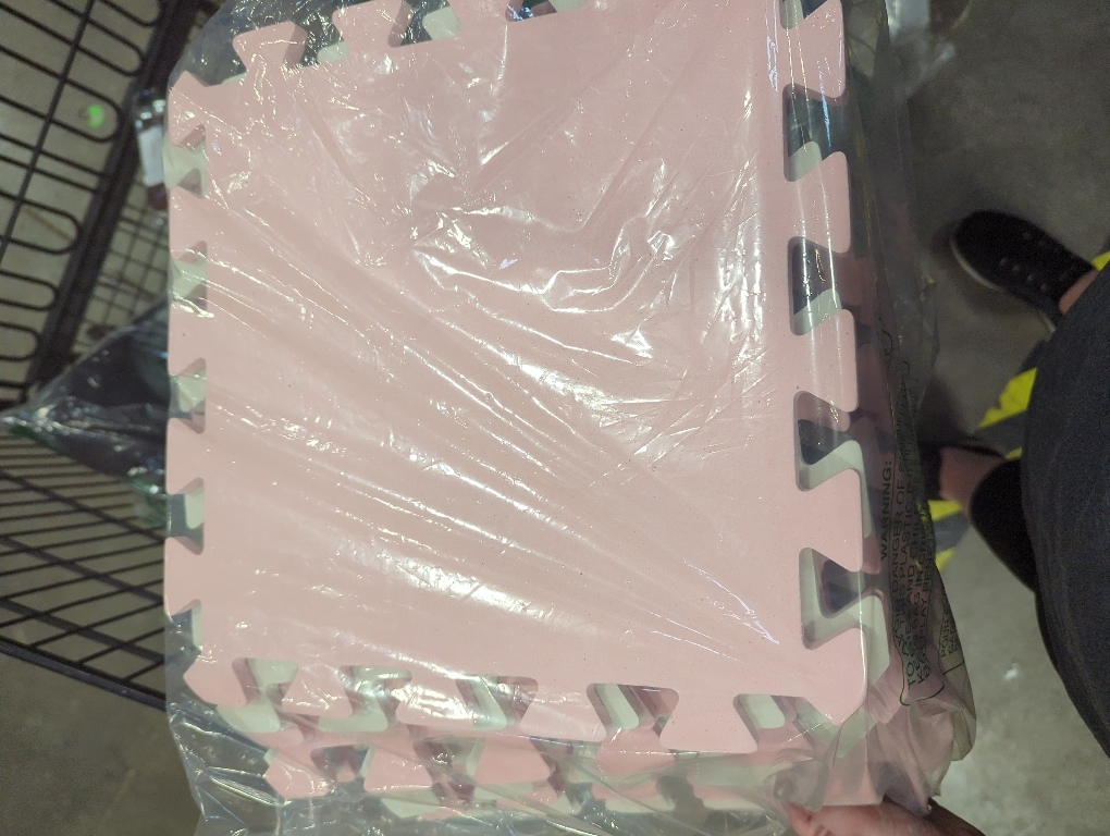 16 Tiles Foam Play Mat for Baby, Soft & Safe EVA Foam Mats for Floor, Square Baby Play Mat, Kids Foam Puzzle Floor Mat, Play Mat for Playpen(White/Loli Pink)