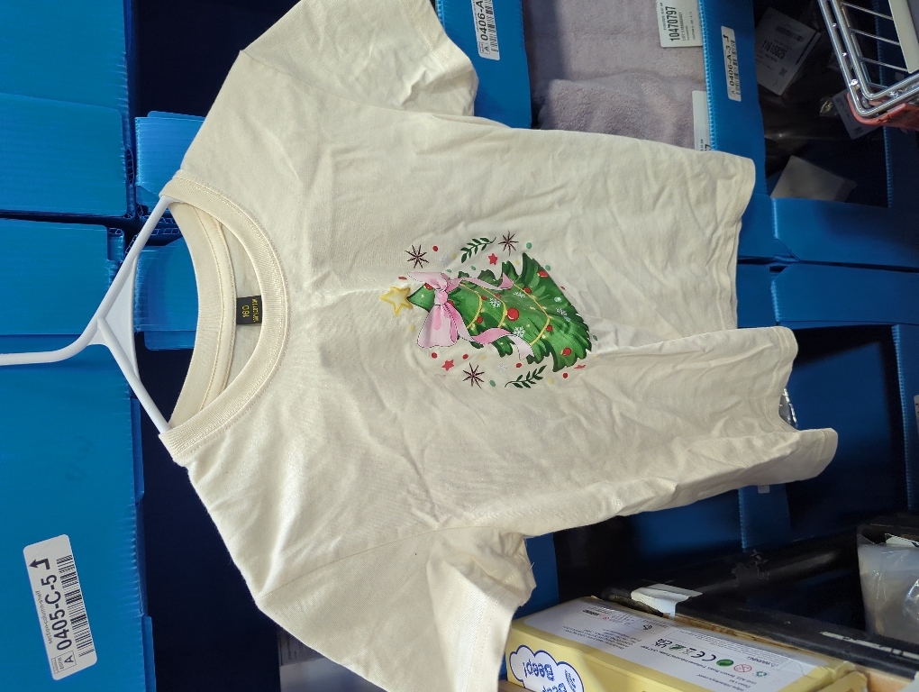 Christmas Shirts Girl Cotton Short Sleeve Tshirts Santa  2-12 Years