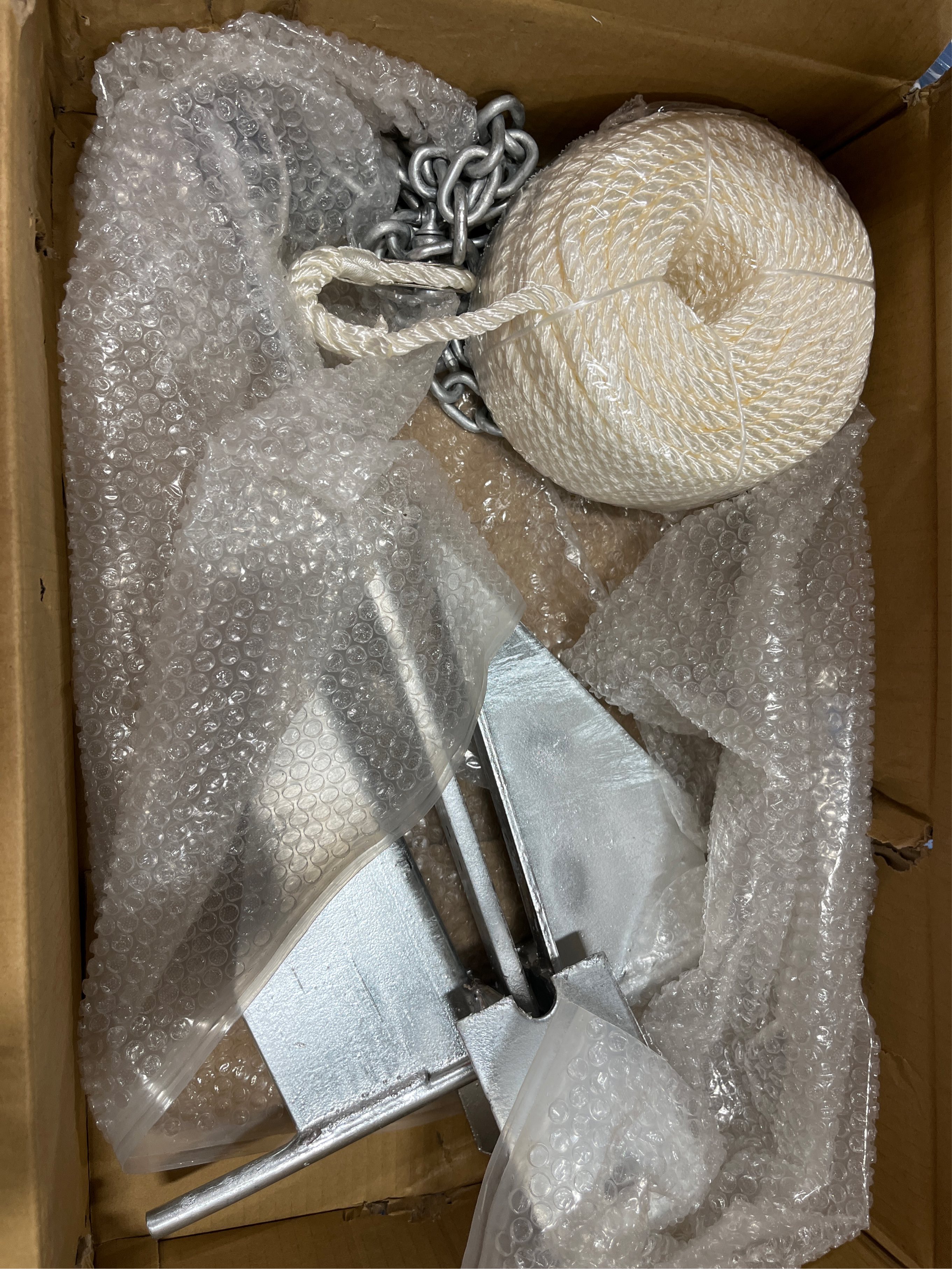 Heavy Duty Boat Anchor Kit, Fluke Style with Chain and Rope Set, Compatible with Pontoon, Deck, Fishing, and Sailboats, Galvanized Steel