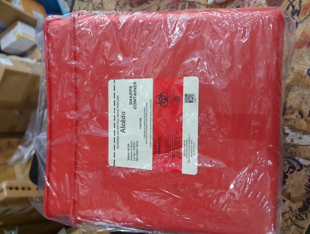 Alcedo Sharps Container for Home and Professional Use 5 Quart (2  Pack), Biohazard Needle and Syringe Disposal, Mailbox Style Lid, Medical Grade