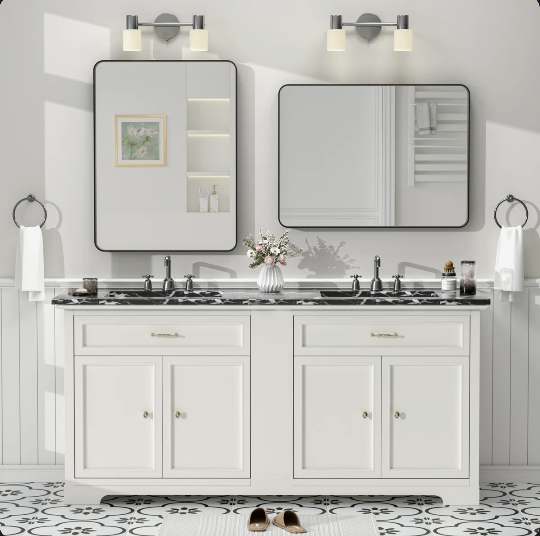 Black Metal Framed Bathroom Mirror for Wall 55x36