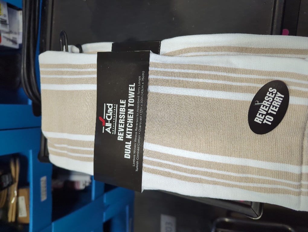 All-Clad Striped Dual Kitchen Towel in Cappuccino 2 pack