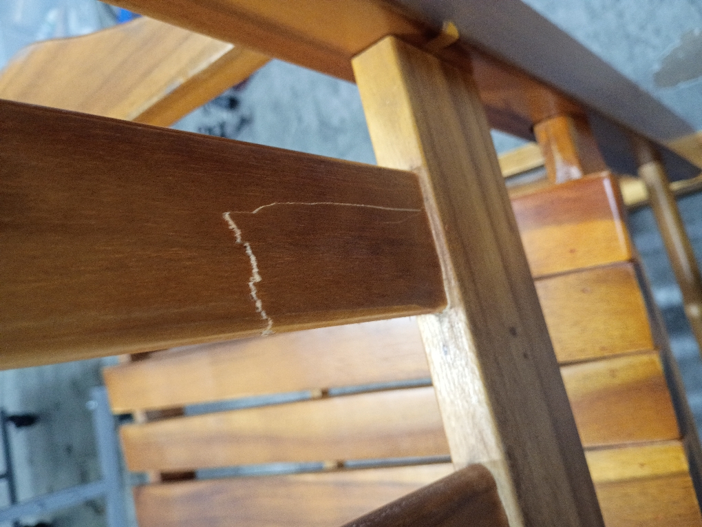 Shine Company Vermont Porch Rocker, High Back Acacia Wood Rocking Chair, Oak (little Damaged; see the picture)