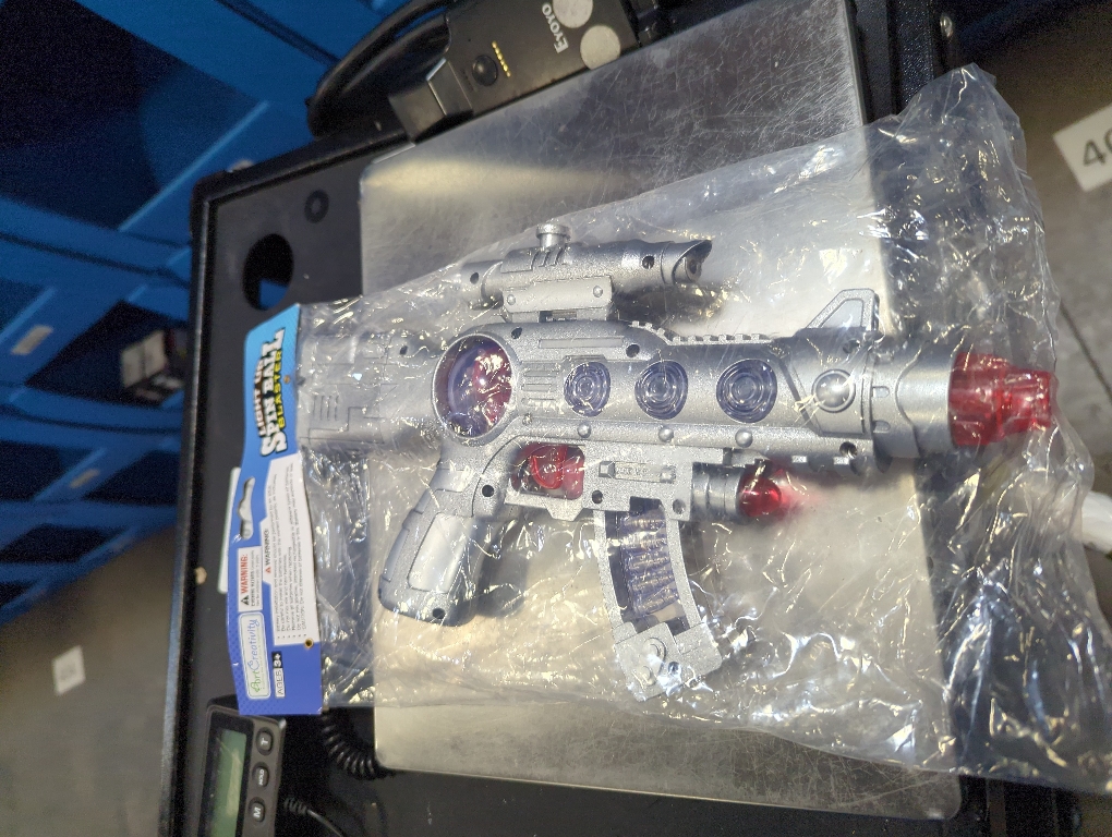 Silver ArtCreativity Light Up Space Gun Toy for Kids - 12.5 Inch Alien Blaster with Multicolor LEDs, Sound Effects, Batteries Included, Fun Halloween Costume Accessory and Party Toy