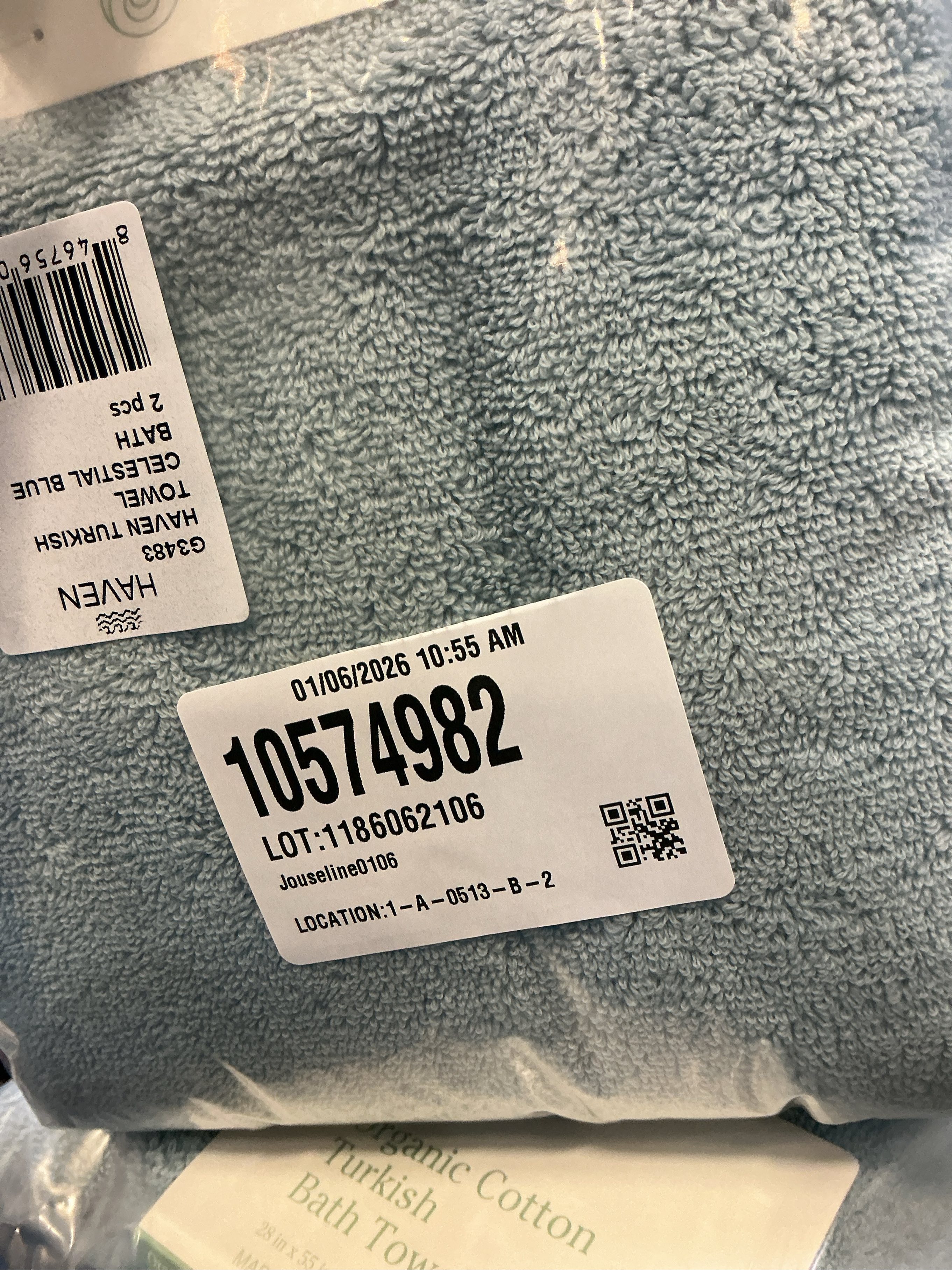 2 pack - Haven Turkish Cotton Bath Towel in Celestial Blue