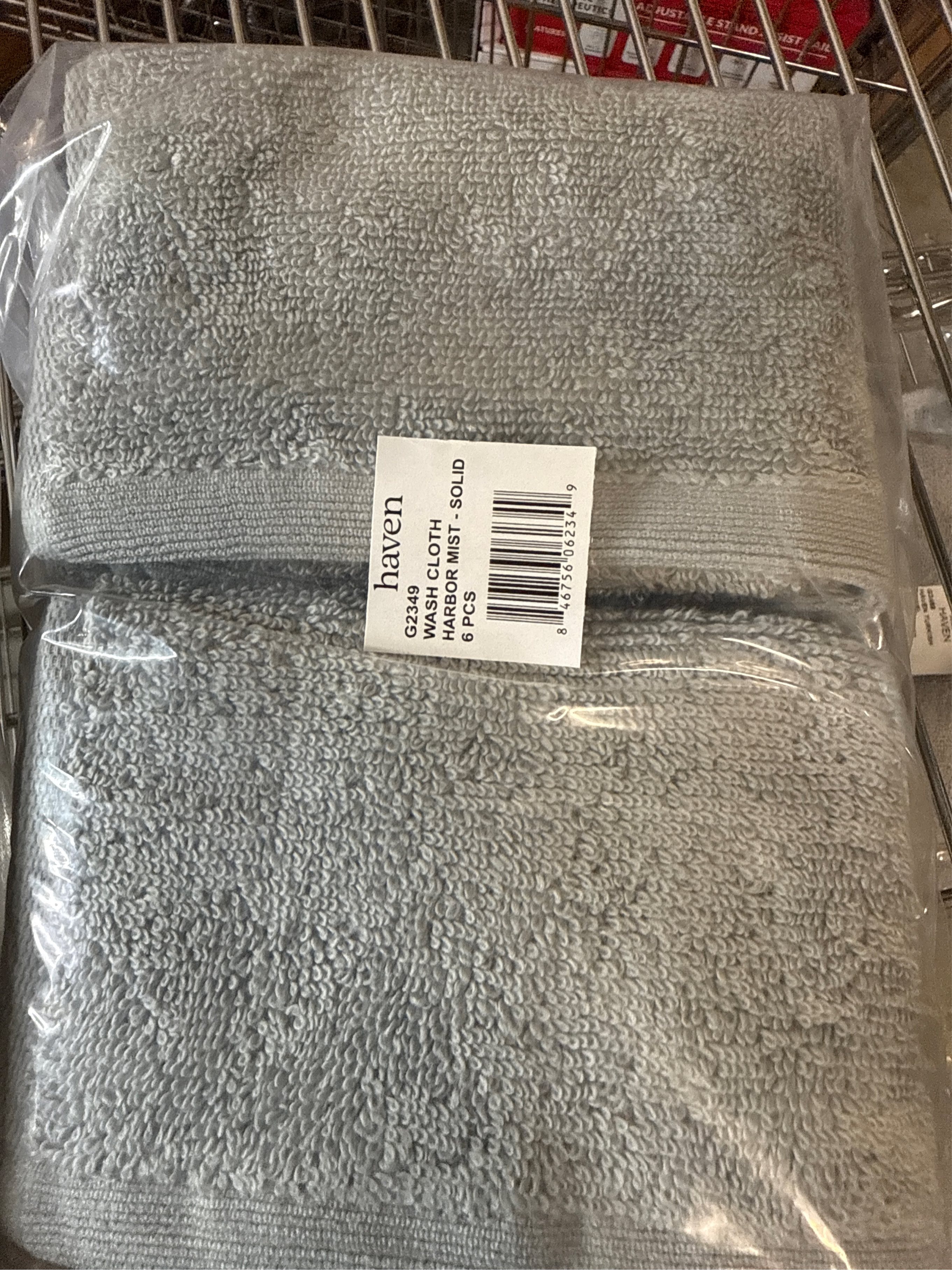 Haven Organic Cotton Terry Washcloth in Harbor Mist Grey - set of 6