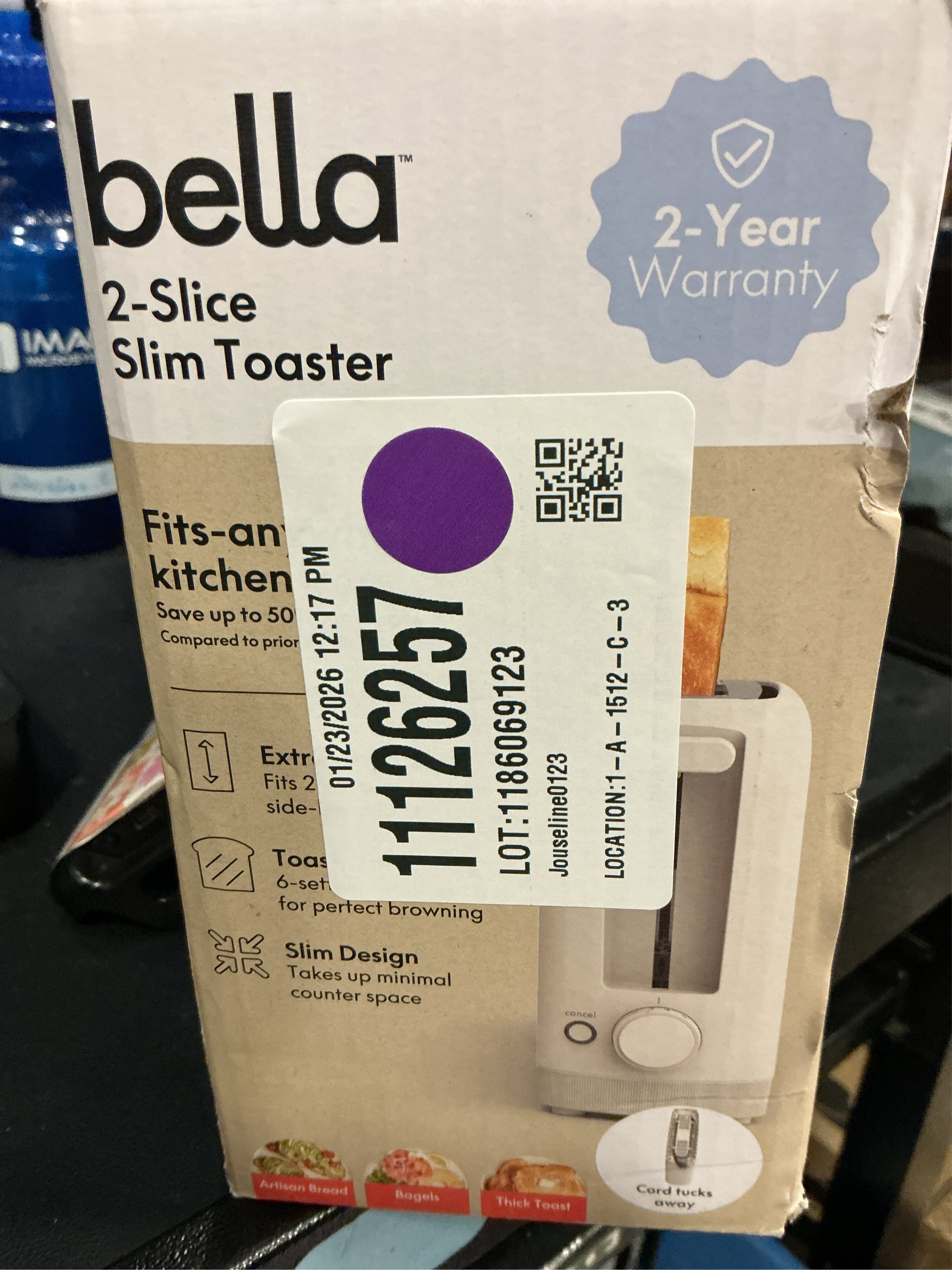 bella 2 Slice Slim Toaster, Fits-anywhere™ Kitchenware, 6 Setting Shade Control with Reheat & Cancel Buttons, Fits sourdough, 10” Long Slot, Anti Jam & Auto Shutoff, 900 Watt, Oatmilk