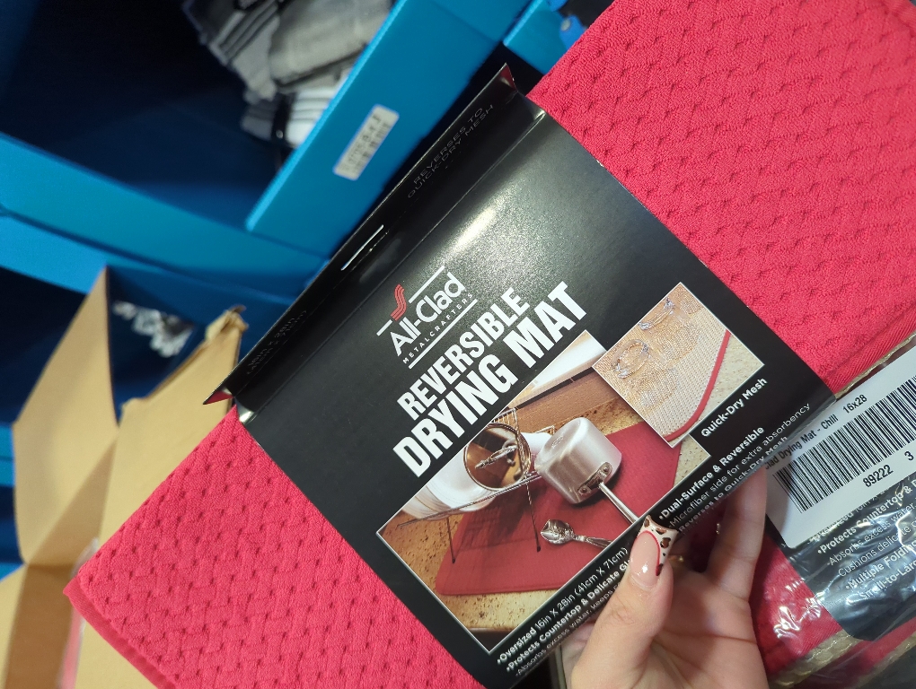 All-Clad Premium Reversible Dish Drying Mat for Kitchen: 16 x 28 Ultra-Absorbent, Long-Lasting, No Condensation, and Oversized for Large Pots and Pans - 2 Pack, Chili