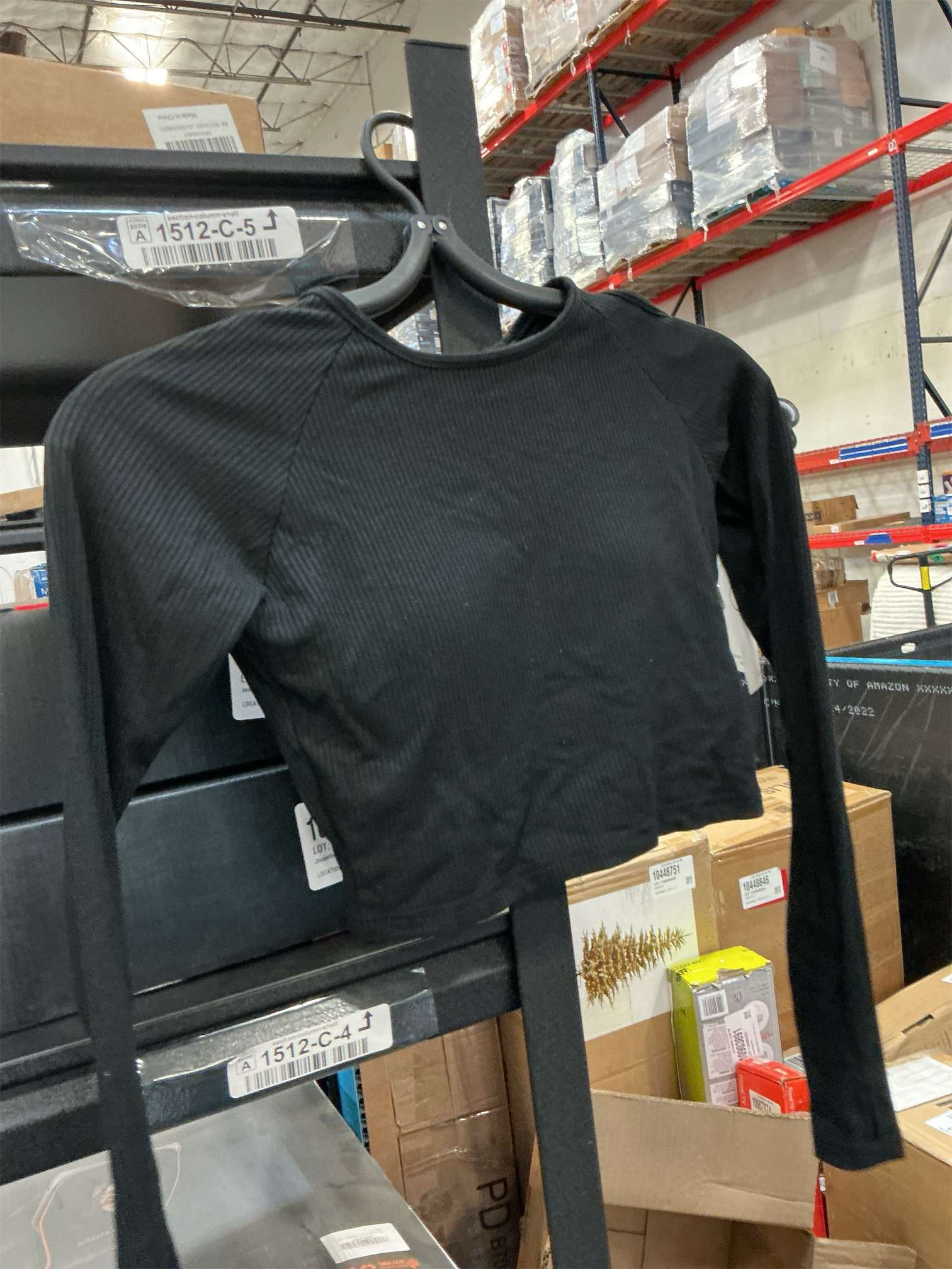 Size M  Round Neck Long Sleeve Knit Ribbed Fitted Crop Top Casual Basic Shirts