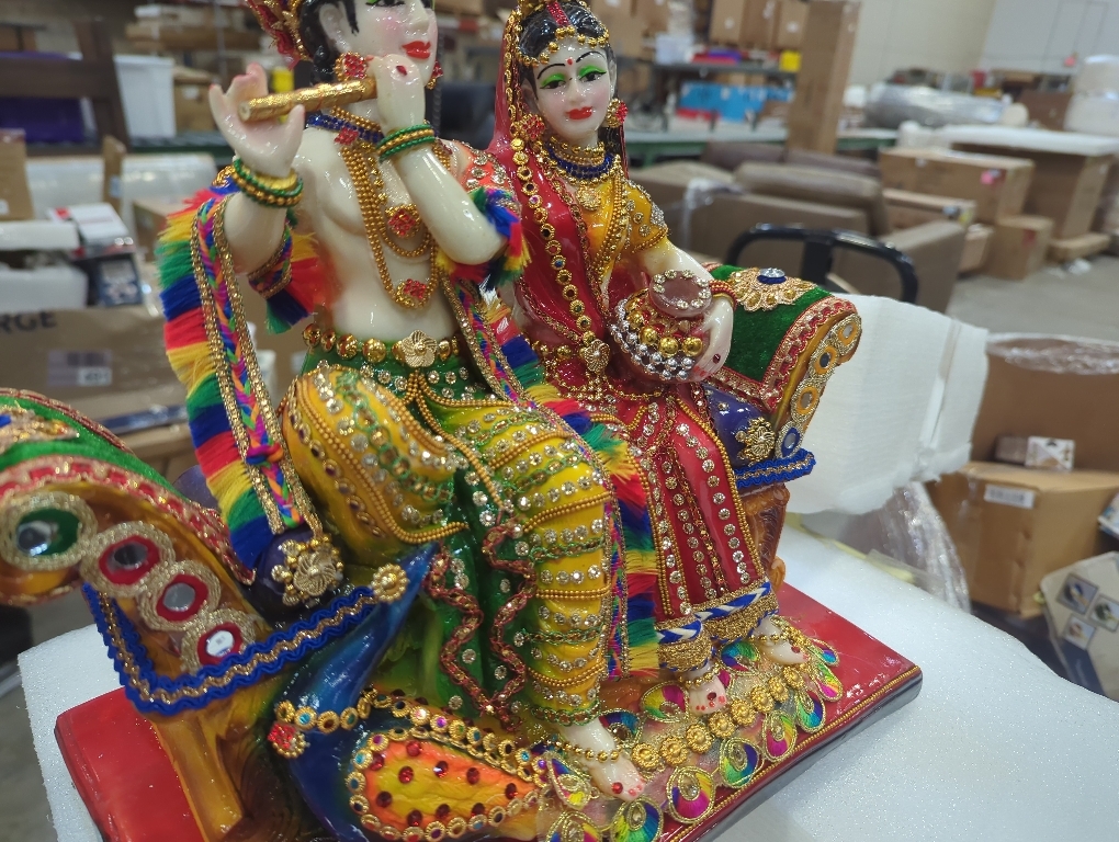 Size 13 eSplanade Resin Radha Krishna on Sofa Murti Idol Statue Sculpture (13 Inches)