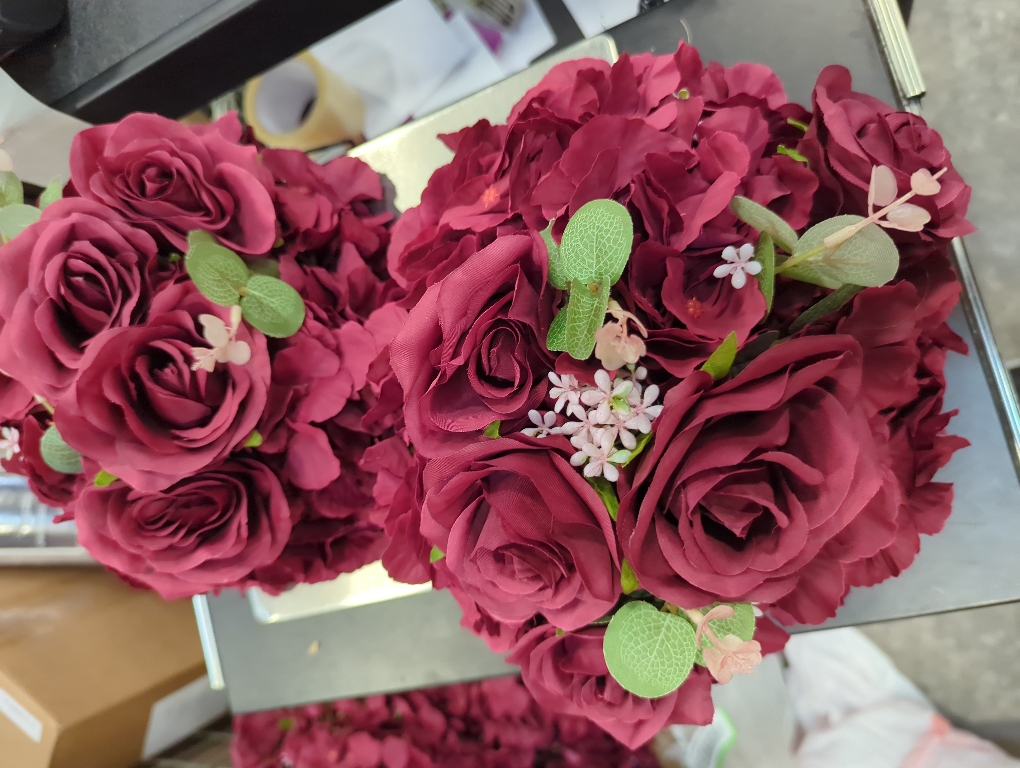 Flower Wedding Centrepieces for Tables: 10 Pcs Burgundy Artificial Flowers Roses Balls  for Centerpiece Fake Silk Rose Arrangements Weddings Reception Birthday Party Decoration