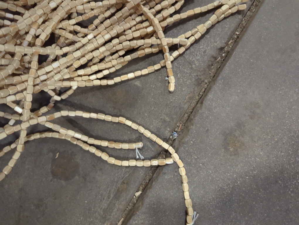 90 Strands Beaded Curtain for Doorways -35.5x79- Handmade Natural Beaded Curtains，Boho Doorway Wood and Bamboo Bead Curtain-As Insect Screen/Room Divider-Beige