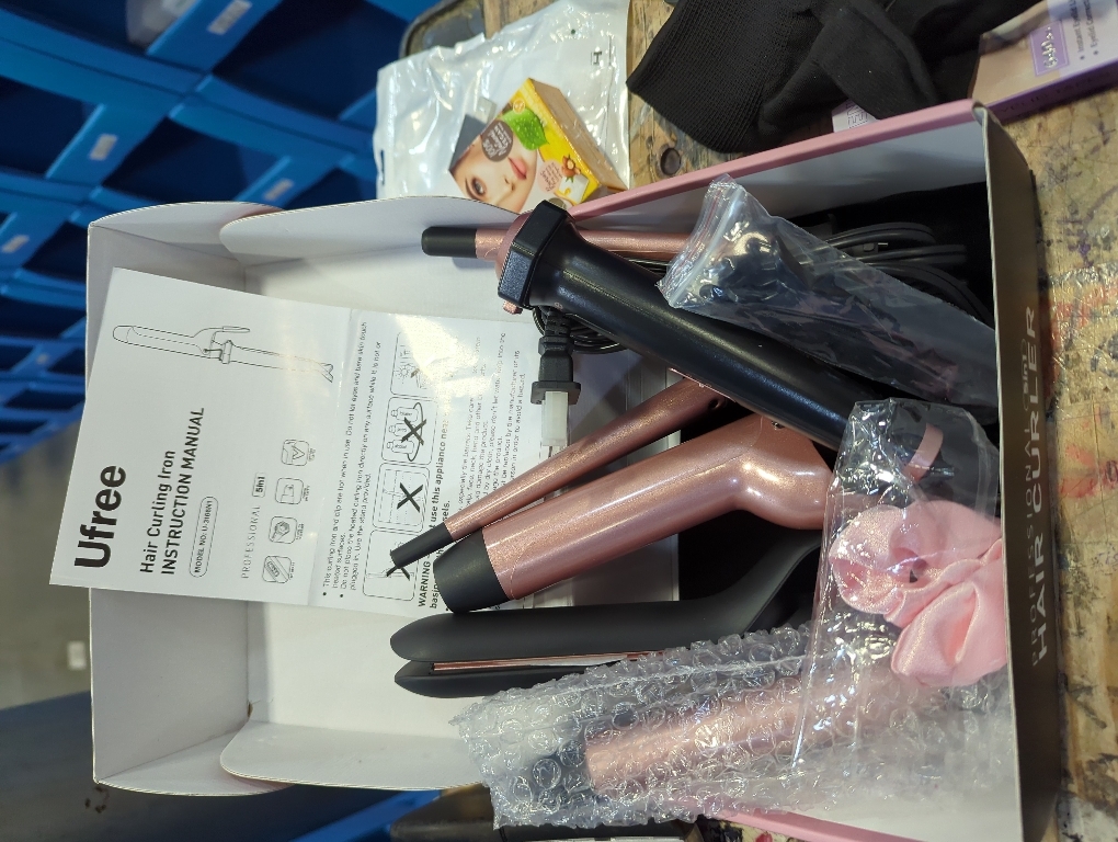 Ufree 5 in 1 Curling Iron with Interchangeable Ceramic Barrels (0.35-1.25), Curling Wand Set with Flat Iron Hair Straightener, Instant Heat Up, Dual Voltage Hair Curler, Gifts for Women