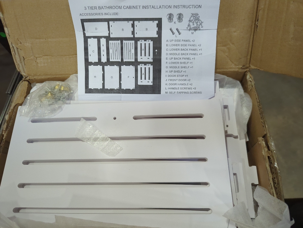 3 tier bathroom cabinet white with gold nobs