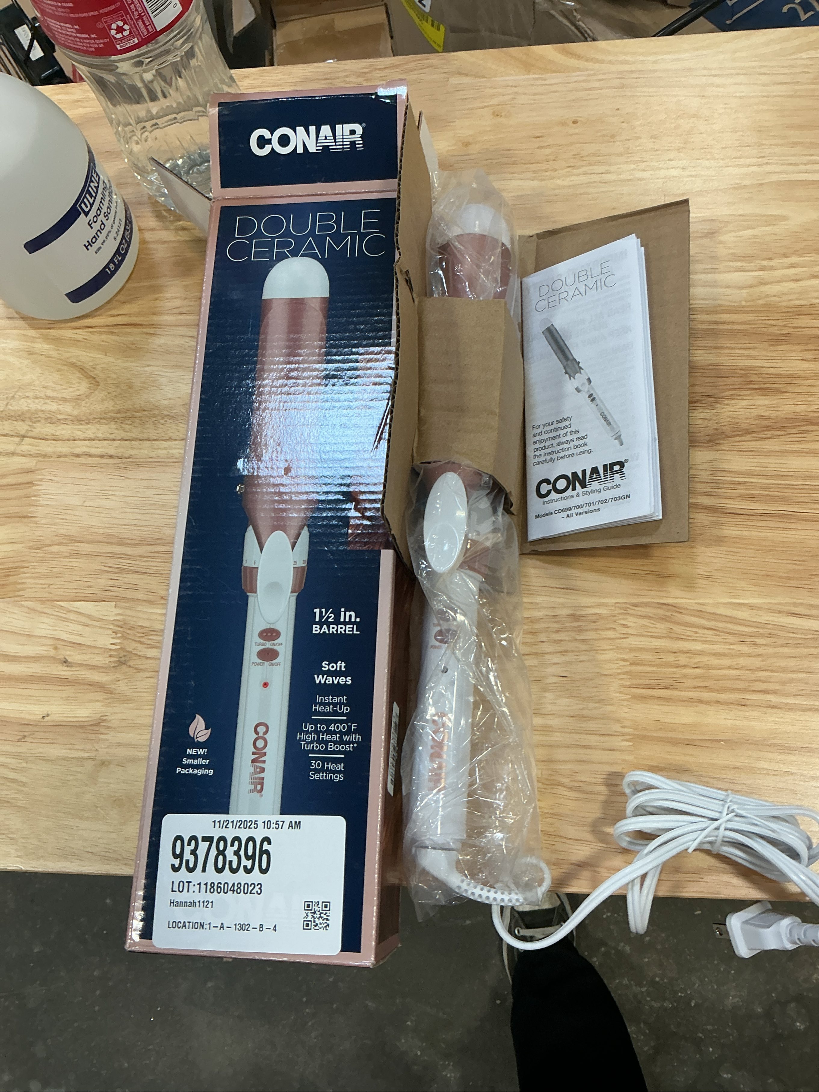 Conair Double Ceramic Curling Iron, 1.5-inch, Rose Gold, CD703GN
