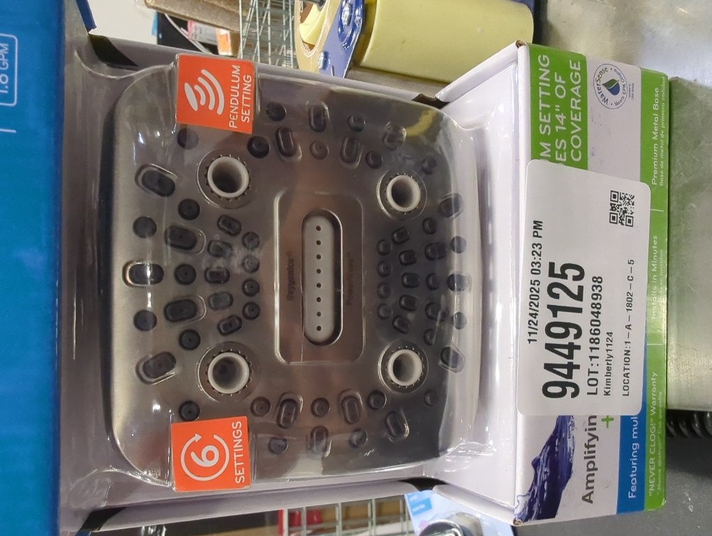 Oxygenics 4.5 PowerWave 6 Spray WaterSense Shower Head Brushed Nickel : Microfiber, Machine Washable, Non-Slip Backing