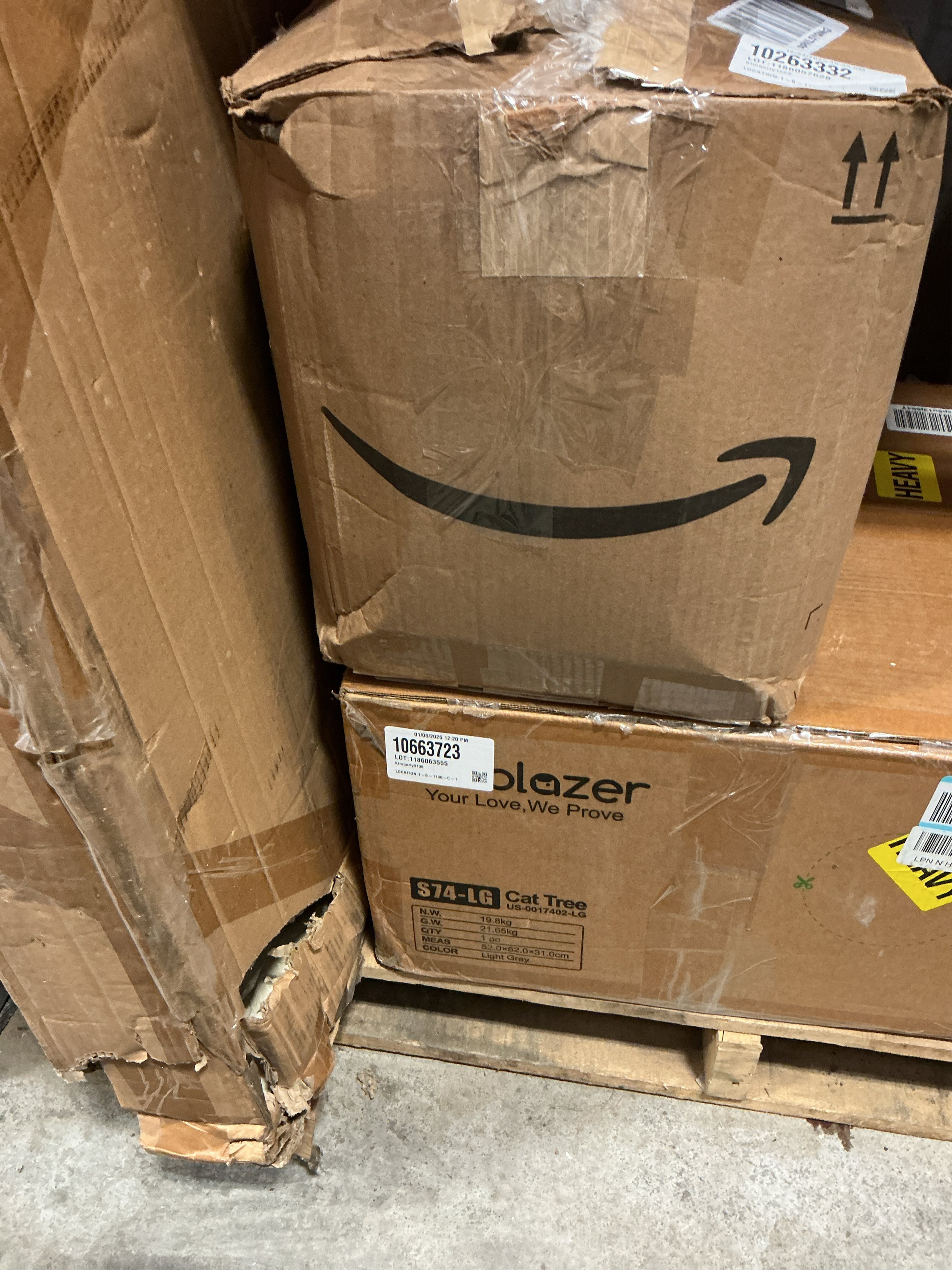 Globlazer Heavy Duty Cat Tree, 74in Sturdy Cat Tower for Large Cats Adult, Big Cat Tree with 7 Sisal Scratching Posts, 2 Padded Condos, 2 Dual-Ear Hanging Baskets, Enlarged Top Perch, S74, Beige