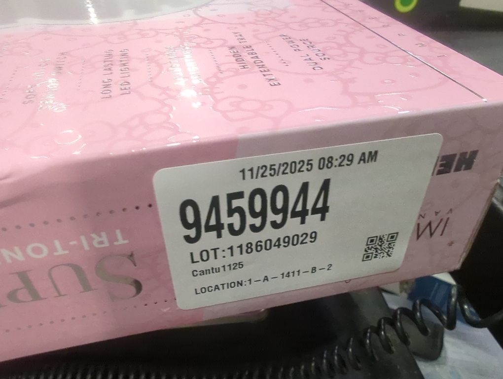 Impressions Vanity Supercute Hello Kitty Tabletop Desk Mirror with Lights and Touch Sensor Switch, Adjustable Tri Tone LED Lighted Makeup Mirror with Hidden Extendable Tray and Phone Holder