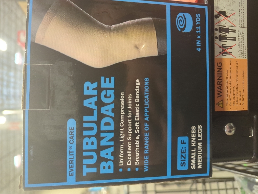 EVERLIT Elasticated Tubular Support Bandage | Stockinette Tubing for Large Arm, Knees, Legs | Light to Moderate Compression Bandage Roll For Tissue Support (Size F | 4 x 11 yd)