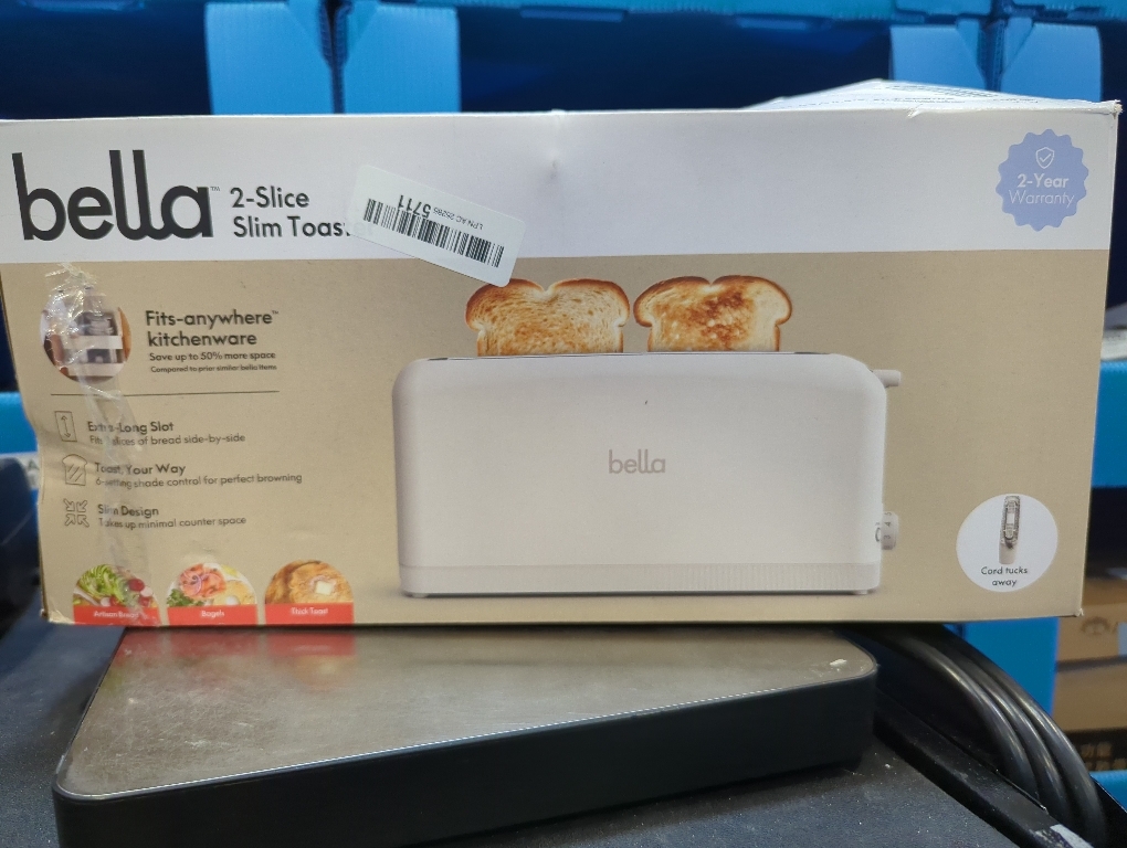 bella 2 Slice Slim Toaster, Fits-anywhere™ Kitchenware, 6 Setting Shade Control with Reheat & Cancel Buttons, Fits sourdough, 10” Long Slot, Anti Jam & Auto Shutoff, 900 Watt, Oatmilk