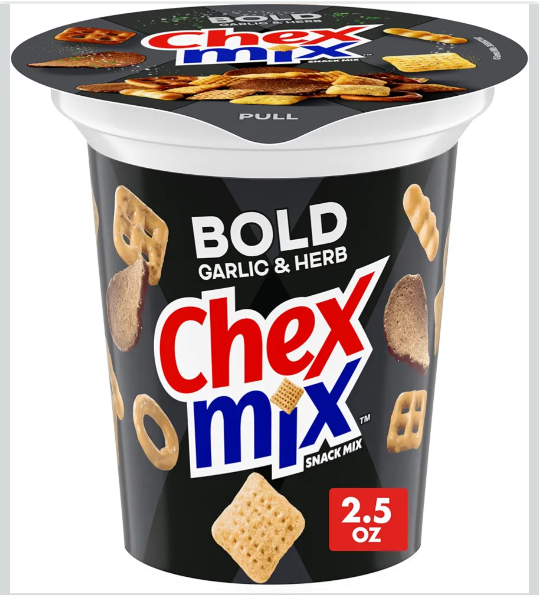 8pk Chex Mix Bold Garlic & Herb Snack Mix, Snack Cup, 2.5 oz